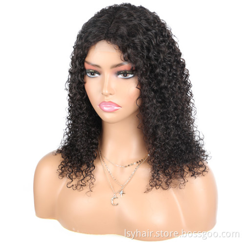 4X1 T Part Jerry Curl  Hd Lace Front Human Wigs For Women 10A Grade Brazilian Virgin Hair Pre Plucked with Baby Hair 14 In